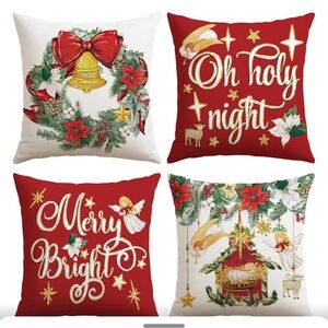 Holiday Cheer Pillow Covers Set - Red and Gold